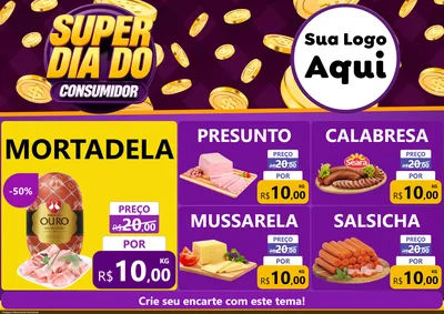 Modelo de Encarte para Encarte A4 Horizontal com o tema Super Dia do Consumidor para Frios e Laticínios