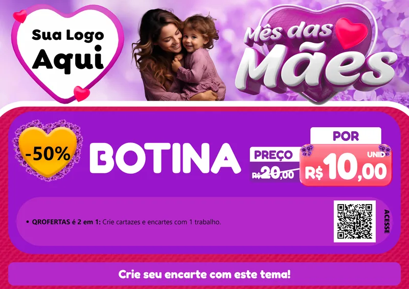 Modelo de Cartaz para Cartaz A4 Horizontal com o tema Mês das Mães para Agropecuária
