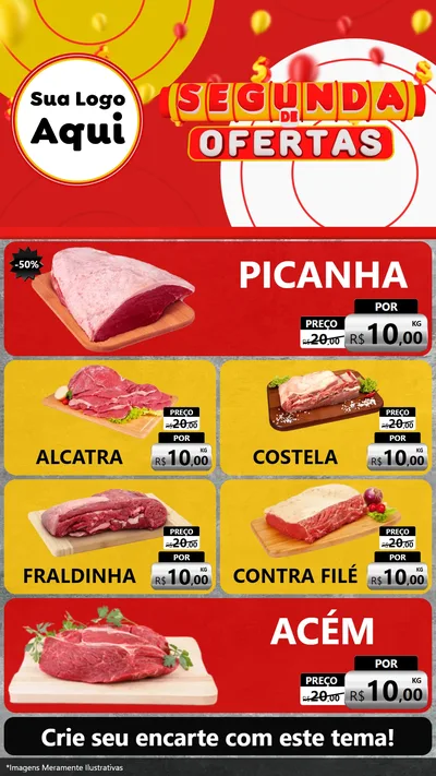 Modelo de TV para TV Vertical com o tema Segunda de Ofertas para Açougue