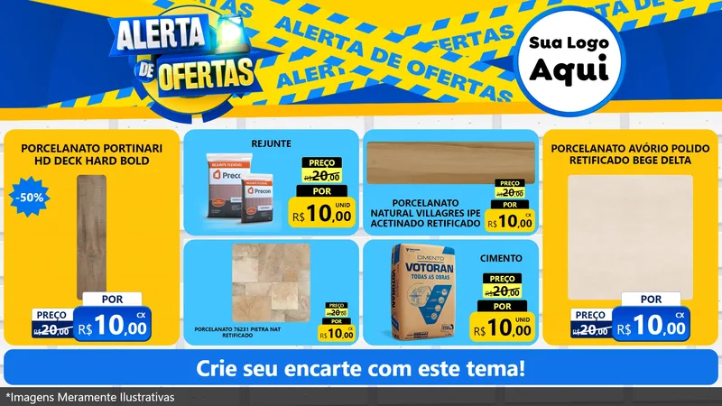 Modelo de TV para TV Horizontal com o tema Alerta de Ofertas para Pisos e revestimentos