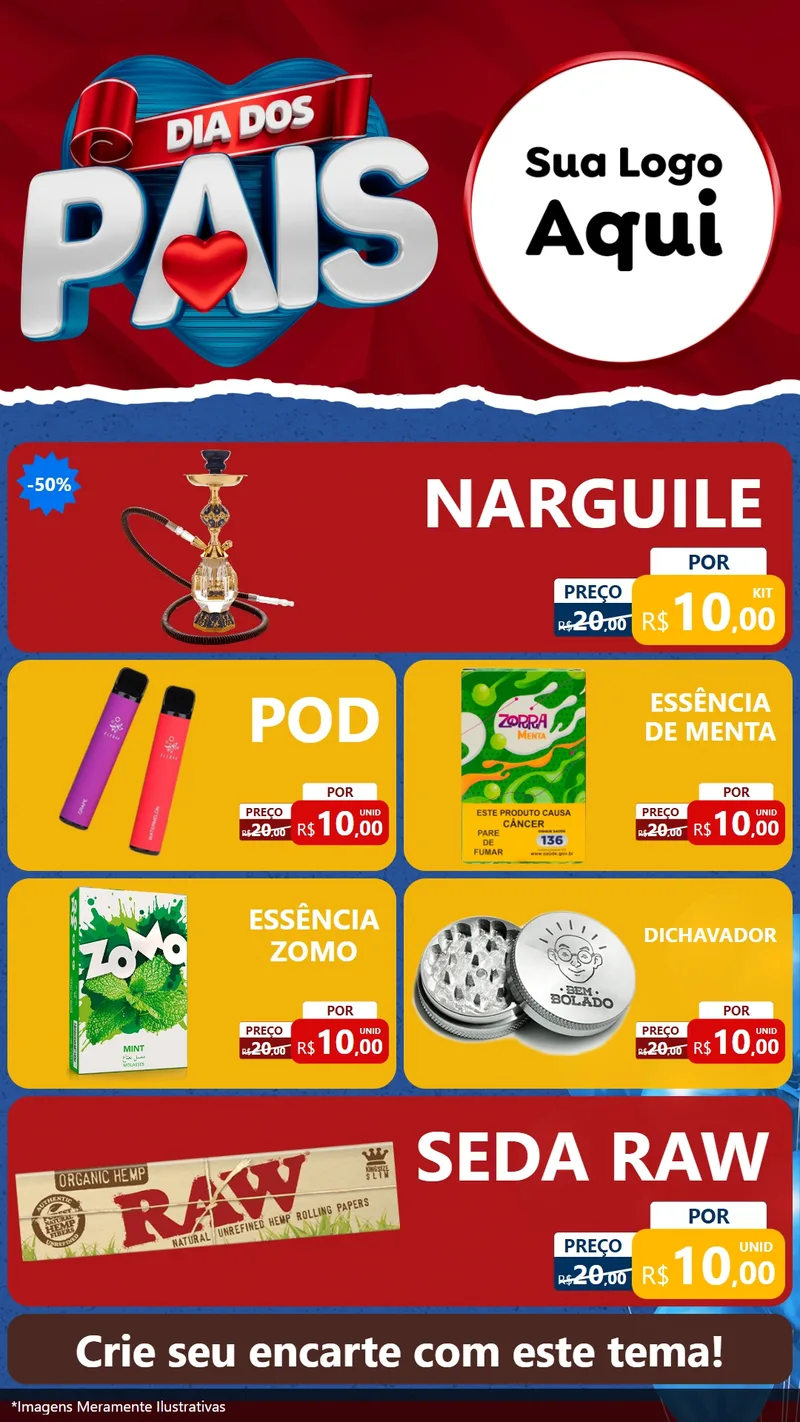 Modelo de TV para TV Vertical com o tema Dia dos Pais para Tabacaria