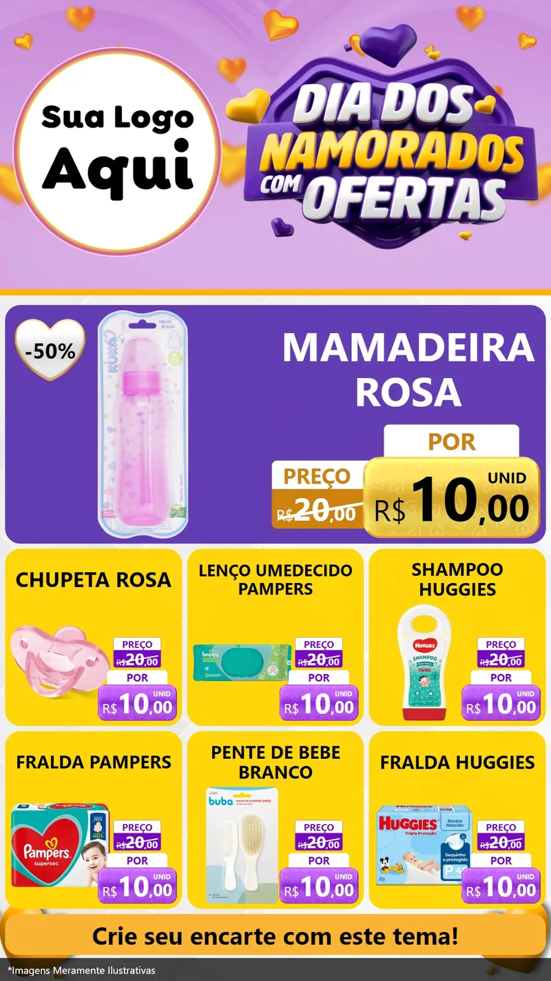 Modelo de Rede Social para Stories com o tema Dia Dos Namorados Com Ofertas para Bebês