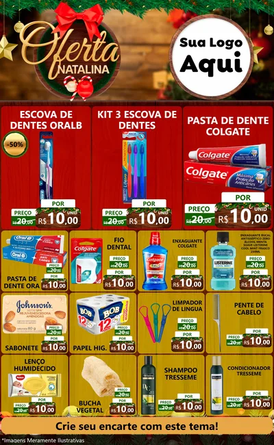 Modelo de Encarte para Encarte Grande com o tema Ofertas Natalina para Higiene Pessoal