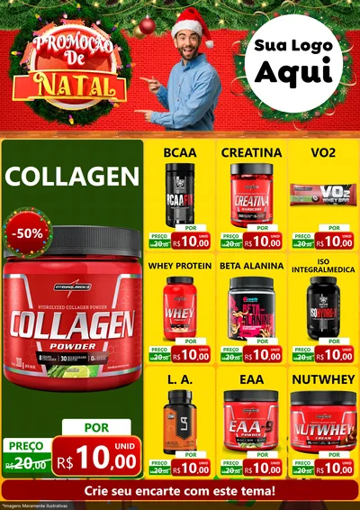 Modelo de Encarte para Encarte A4 Vertical com o tema Promoção de Natal para Suplementos alimentares