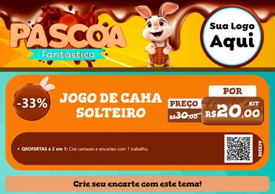 Modelo de Cartaz para Cartaz A4 Horizontal com o tema Páscoa Fantástica para Cama, Mesa e Banho