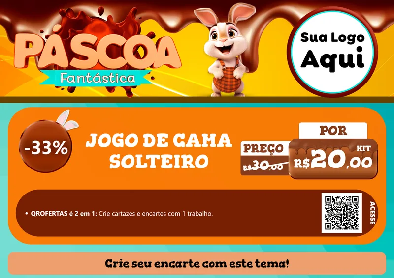 Modelo de Cartaz para Cartaz A4 Horizontal com o tema Páscoa Fantástica para Cama, Mesa e Banho
