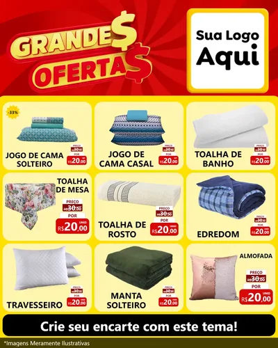 Modelo de Rede Social para Feed Instagram com o tema Grandes Ofertas para Cama, Mesa e Banho