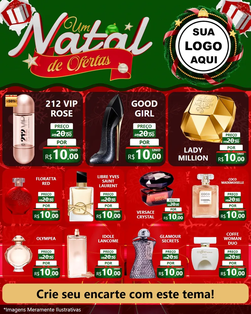 Modelo de Rede Social para Feed Instagram com o tema Um Natal de Ofertas para Perfumes