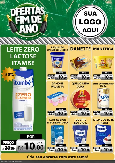 Modelo de Encarte para Encarte A4 Vertical com o tema Ofertas Fim de Ano para Frios e Laticínios