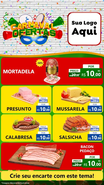 Modelo de TV para TV Vertical com o tema Carnaval de Ofertas para Frios e Laticínios
