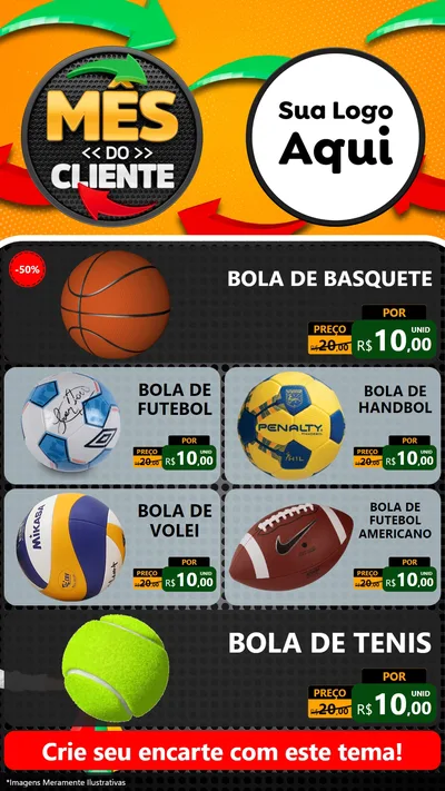 Modelo de TV para TV Vertical com o tema Mês do Cliente para Artigos Esportivos