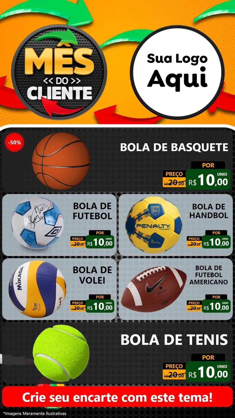 Modelo de TV para TV Vertical com o tema Mês do Cliente para Artigos Esportivos