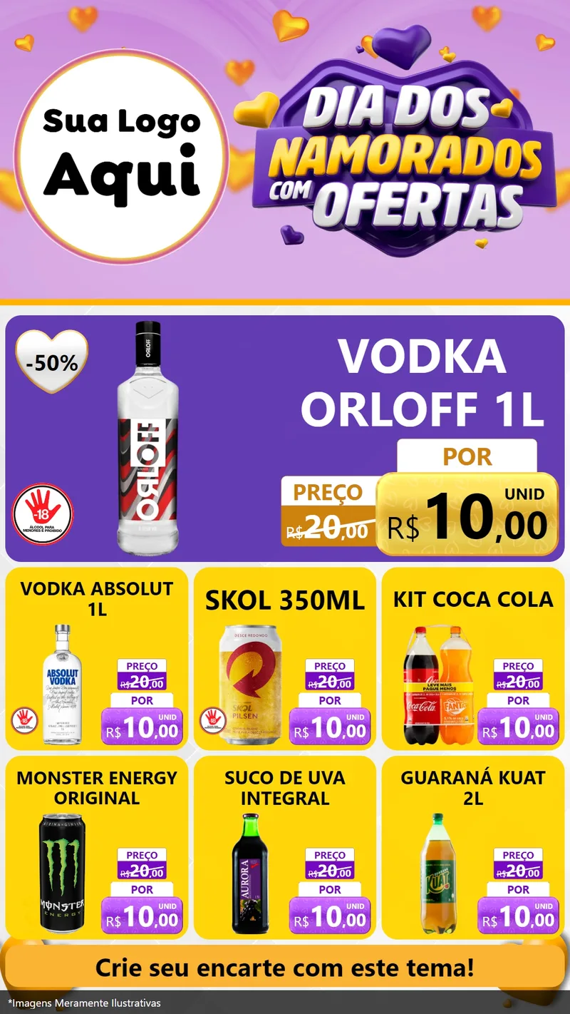 Modelo de Rede Social para Stories com o tema Dia Dos Namorados Com Ofertas para Distribuidora de bebidas