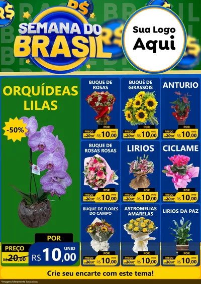 Modelo de Encarte para Encarte A4 Vertical com o tema Semana Do Brasil para Floricultura e jardim