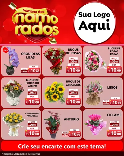 Modelo de Rede Social para Feed Instagram com o tema Semana dos namorados para Floricultura e jardim