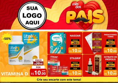 Modelo de Encarte para Encarte A4 Horizontal com o tema Mês Dos Pais para Farmácia