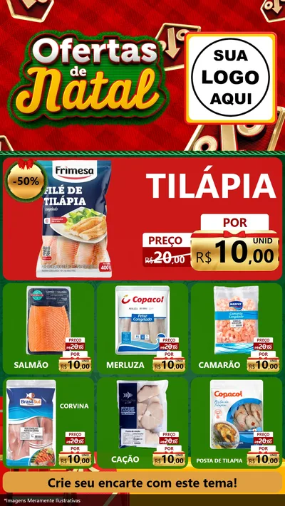 Modelo de Rede Social para Stories com o tema Ofertas de Natal para Peixaria