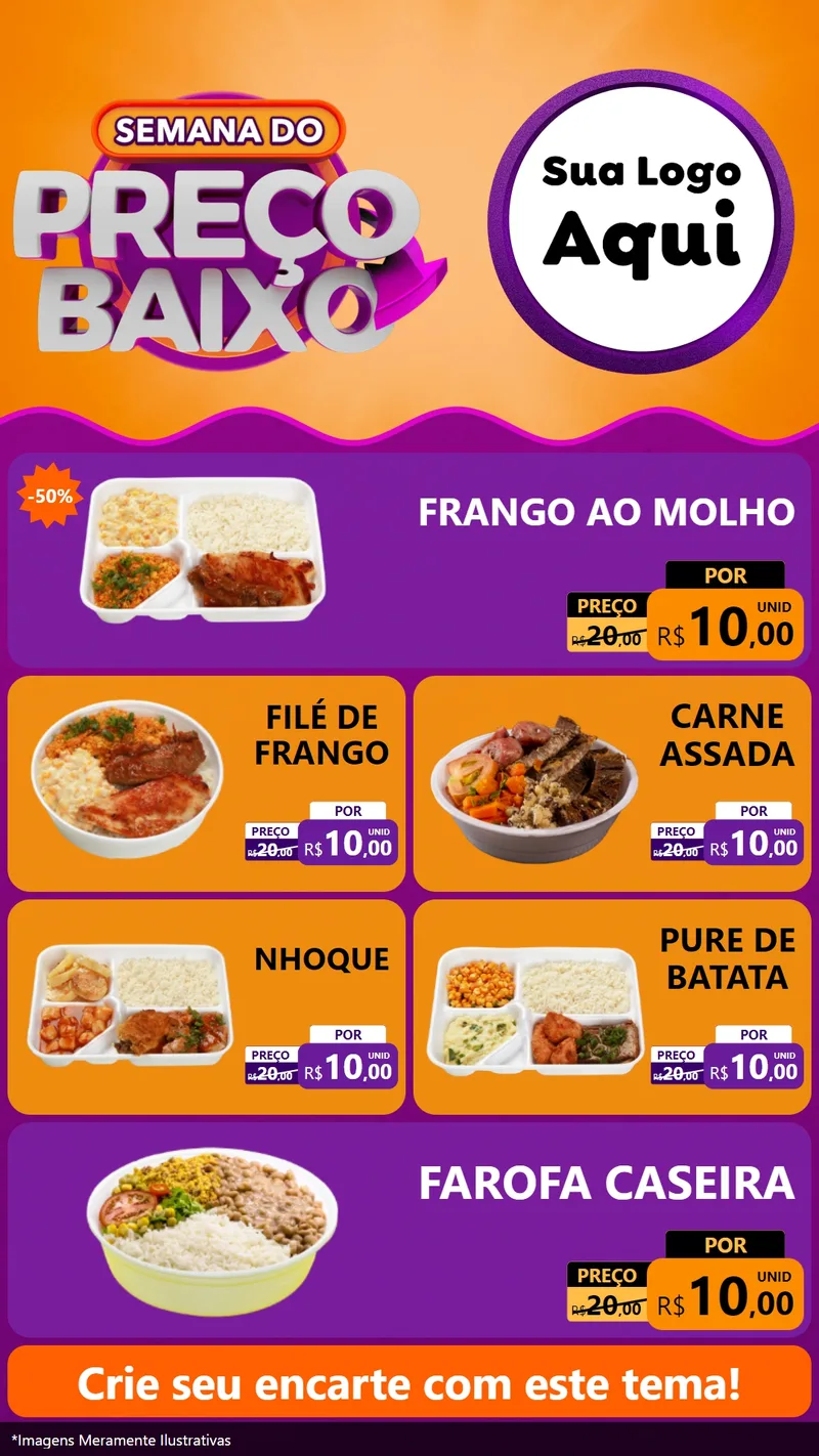 Modelo de TV para TV Vertical com o tema Semana do Preço Baixo para Restaurante