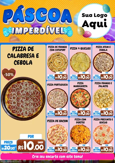 Modelo de Encarte para Encarte A4 Vertical com o tema Páscoa Imperdível para Pizzaria