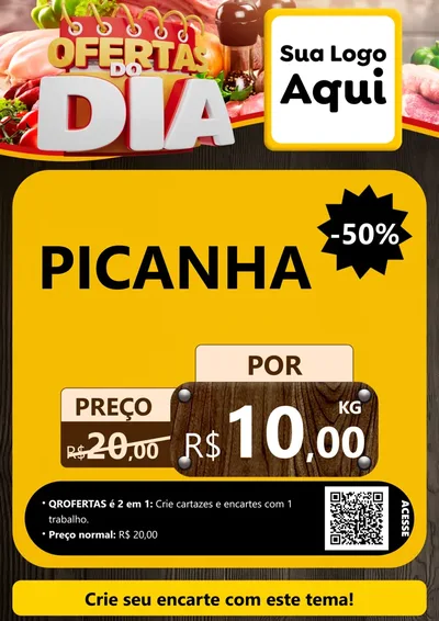 Modelo de Cartaz para Cartaz A4 Vertical com o tema Ofertas do Dia para Açougue
