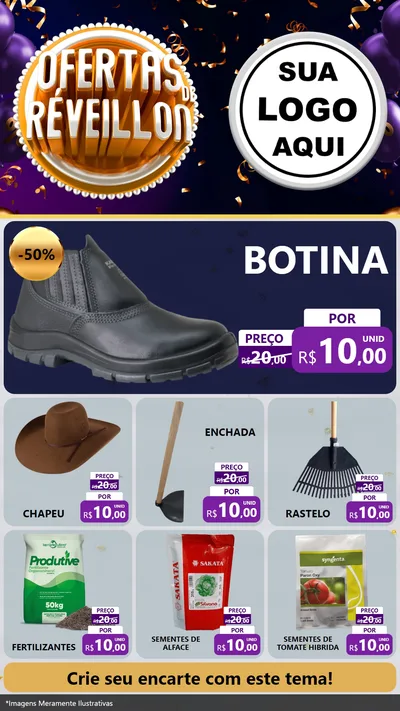 Modelo de Rede Social para Stories com o tema Ofertas de Réveillon para Agropecuária