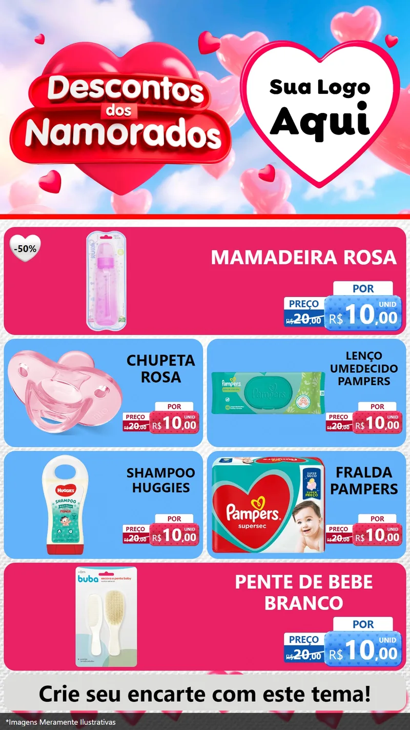 Modelo de TV para TV Vertical com o tema Descontos dos Namorados para Bebês