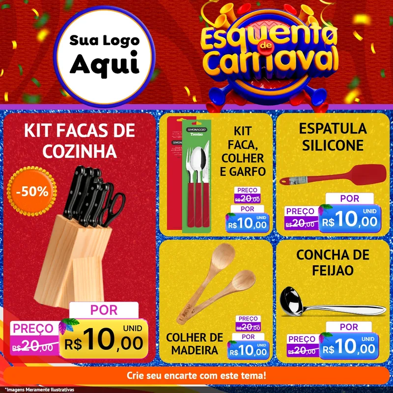 Modelo de Rede Social para Feed Facebook com o tema Esquenta de Carnaval para Utilidades Domésticas