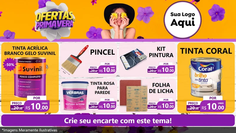 Modelo de TV para TV Horizontal com o tema Ofertas Da Primavera para Tintas e Ferramentas