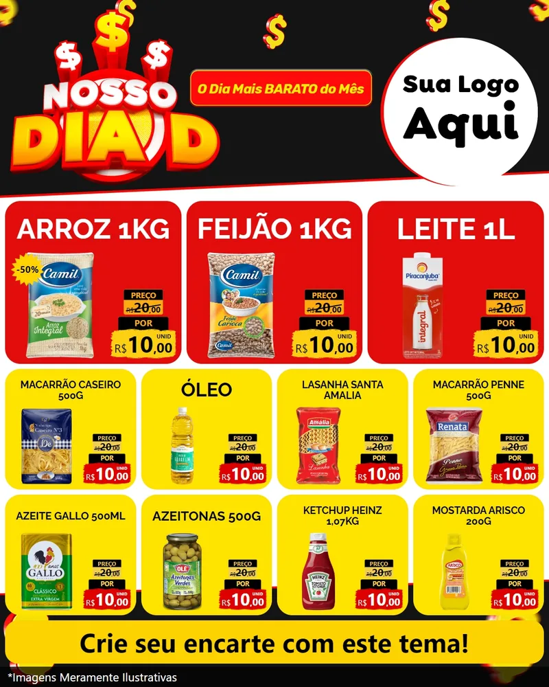 Modelo de Rede Social para Feed Instagram com o tema Nosso Dia D para Supermercado