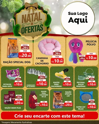 Modelo de Rede Social para Feed Instagram com o tema Ofertas de Natal para Pet Shop