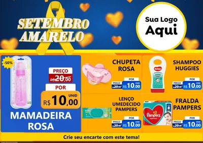 Modelo de Encarte para Encarte A4 Horizontal com o tema Setembro Amarelo para Bebês
