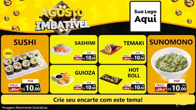 Modelo de TV para TV Horizontal com o tema Agosto Imbatível para Comida japonesa