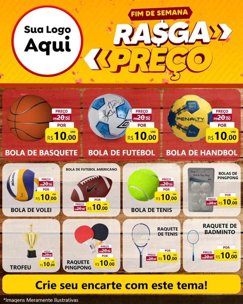 Modelo de Rede Social para Feed Instagram com o tema Fim de Semana Rasga Preços para Artigos Esportivos