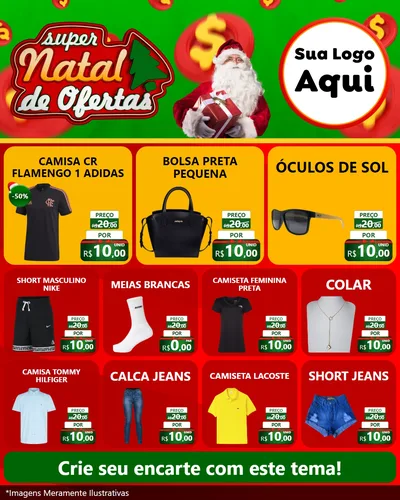 Modelo de Rede Social para Feed Instagram com o tema Super Natal de Ofertas para Roupas e acessórios