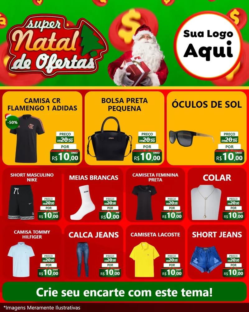 Modelo de Rede Social para Feed Instagram com o tema Super Natal de Ofertas para Roupas e acessórios