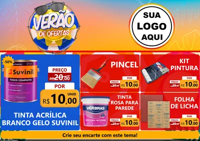 Modelo de Encarte para Encarte A4 Horizontal com o tema Verão de Ofertas para Tintas e Ferramentas