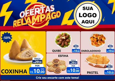 Modelo de Encarte para Encarte A4 Horizontal com o tema Ofertas Relâmpago para Salgadaria