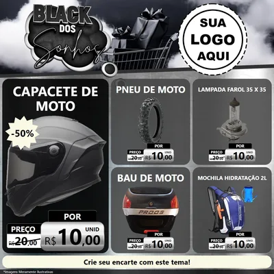 Modelo de Rede Social para Feed Facebook com o tema Black dos Sonhos para Moto peças