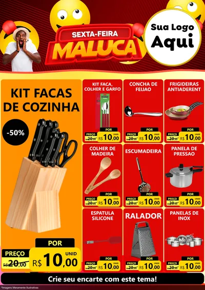 Modelo de Encarte para Encarte A4 Vertical com o tema Sexta-feira Maluca para Utilidades Domésticas