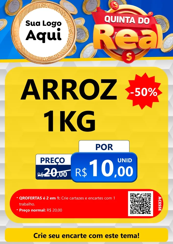 Modelo de Cartaz para Cartaz A4 Vertical com o tema Quinta do Real para Supermercado