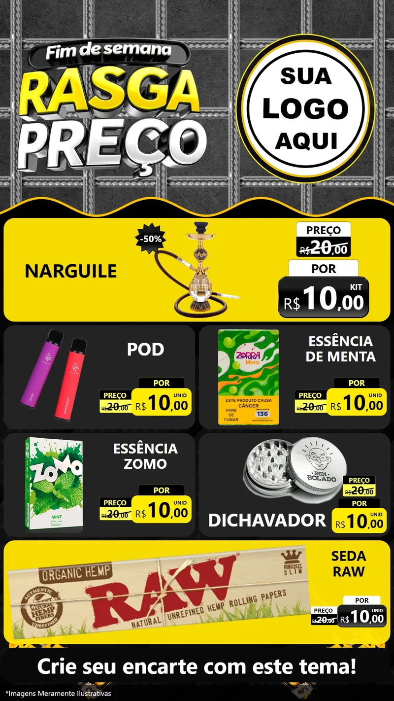 Modelo de TV para TV Vertical com o tema Fim de Semana Rasga Preço para Tabacaria