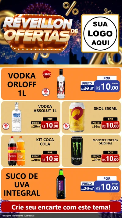 Modelo de TV para TV Vertical com o tema Réveillon de Ofertas para Distribuidora de bebidas