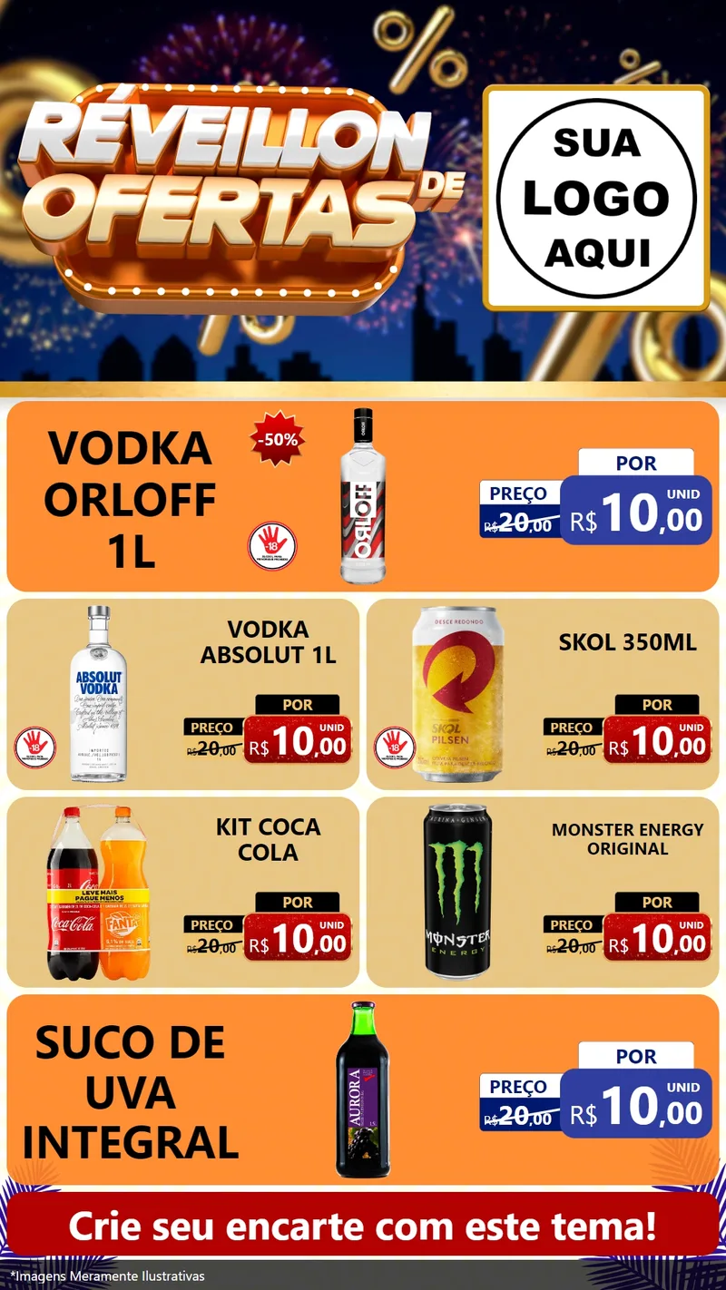 Modelo de TV para TV Vertical com o tema Réveillon de Ofertas para Distribuidora de bebidas