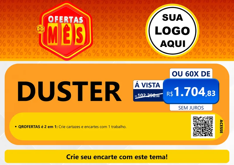 Modelo de Cartaz para Cartaz A4 Horizontal com o tema Ofertas do Mês para Concessionaria de Carros
