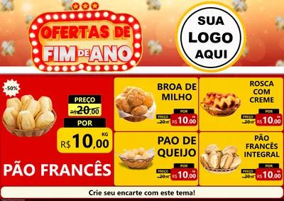 Modelo de Encarte para Encarte A4 Horizontal com o tema Ofertas de Fim de Ano para Padaria