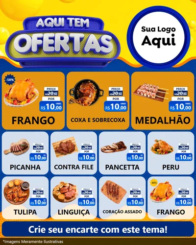 Modelo de Rede Social para Feed Instagram com o tema Aqui Tem Ofertas para Assados