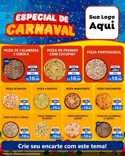 Modelo de Rede Social para Feed Instagram com o tema Especial de Carnaval para Pizzaria