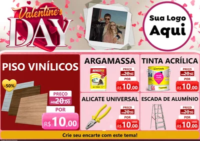 Modelo de Encarte para Encarte A4 Horizontal com o tema Valentine's Day para Material para Construção