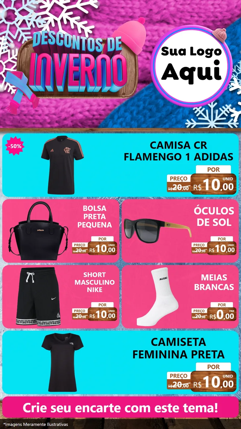 Modelo de TV para TV Vertical com o tema Descontos de Inverno para Roupas e acessórios