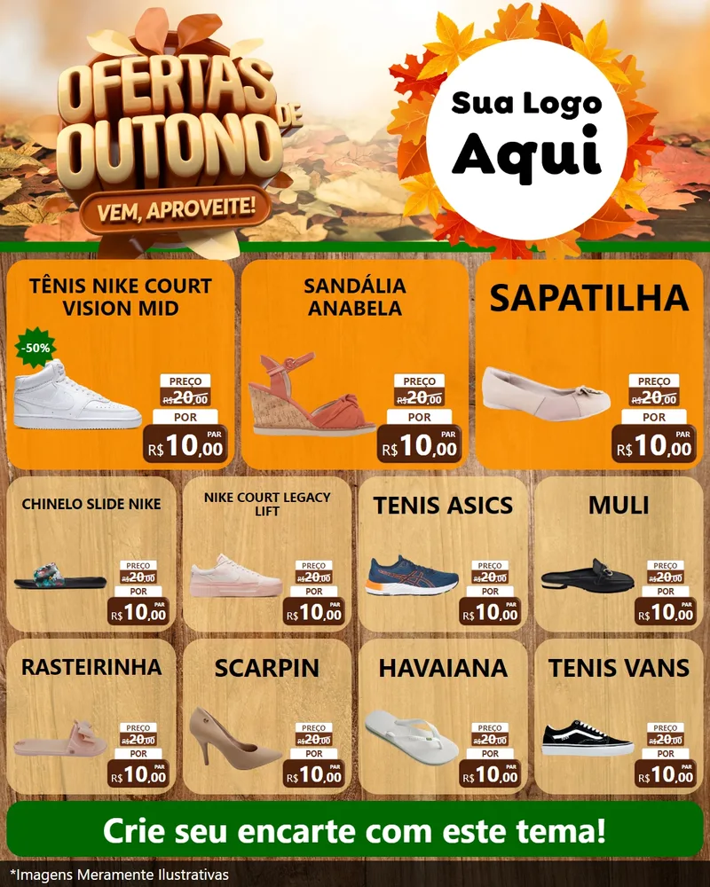 Modelo de Rede Social para Feed Instagram com o tema Ofertas de Outono - Vem, Aproveite! para Calçados